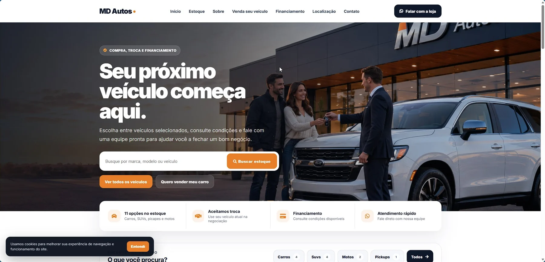 Site e gestão do MD Autos